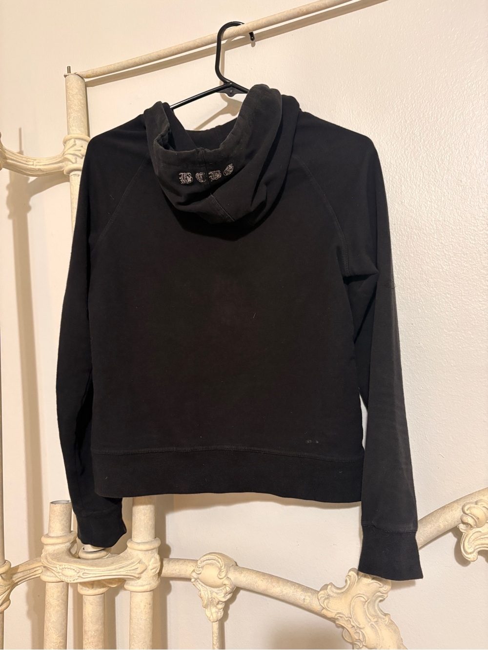 Bling BCBG zip up hoodie oversized with hood and pockets embroidered silver